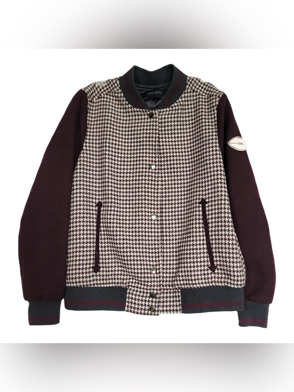 Zara Houndstooth Bomber Jacket
